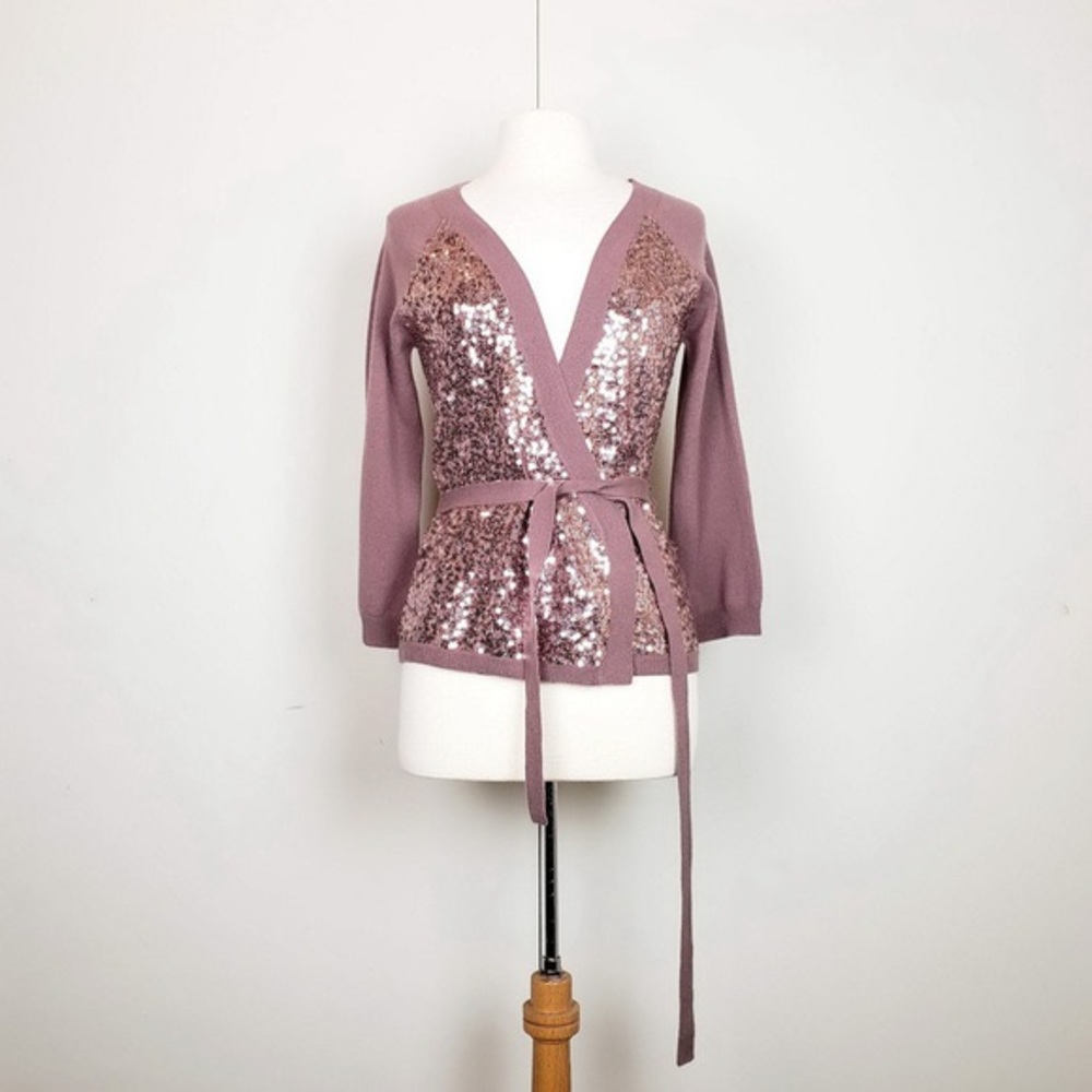 Garnet Hill Cashmere Lilac Wrap Sweater Small